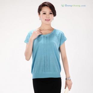 夏装韩版新款女式圆领短袖中年妈妈装针织T恤衫 时尚与舒适的完美结合