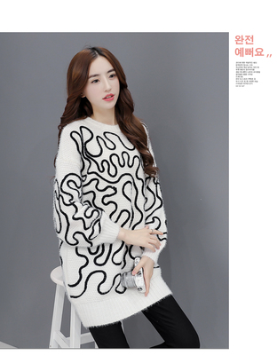 2016冬季时尚之选 圆领直袖中长款针织衫